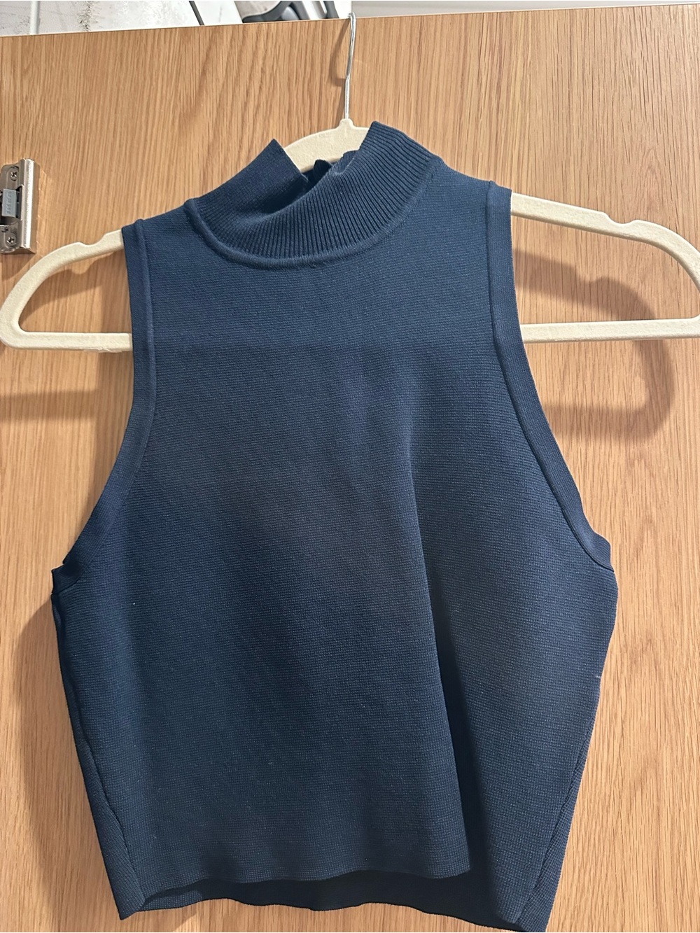 Sleeveless Mock Neck Tank Top - Navy